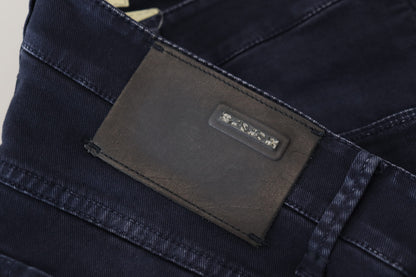 Jeans casual in denim da uomo slim fit affusolati in cotone blu