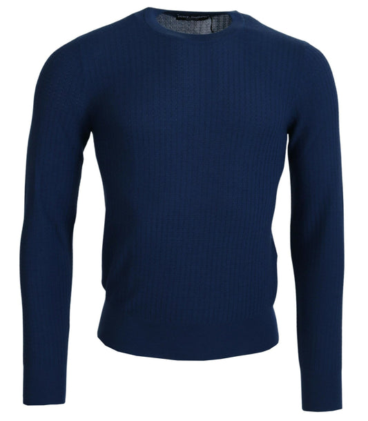 Maglione pullover girocollo in cashmere blu