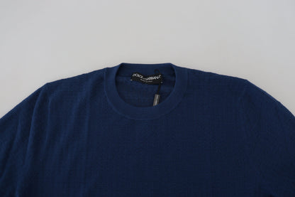 Maglione pullover girocollo in cashmere blu