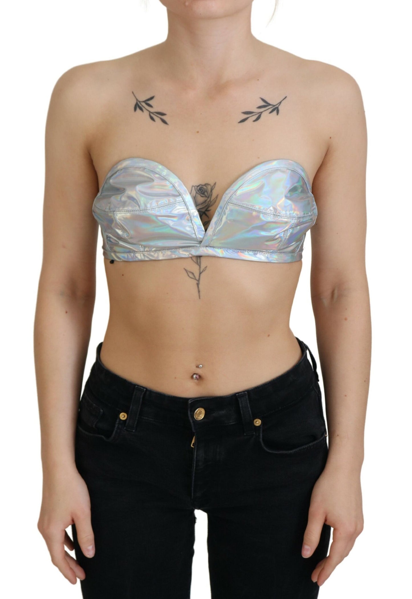 Silber schimmerndes Bustier-Top