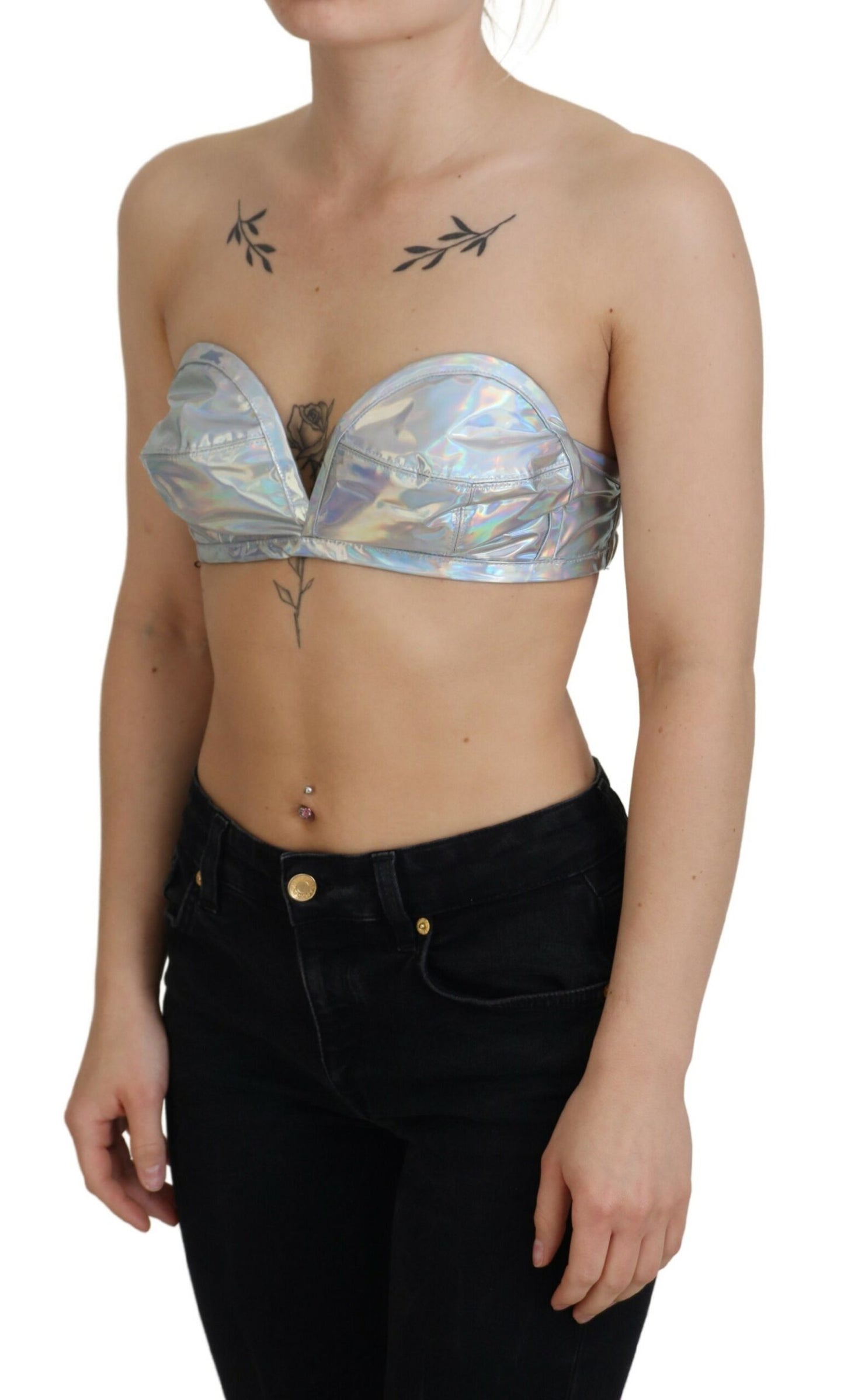 Silber schimmerndes Bustier-Top