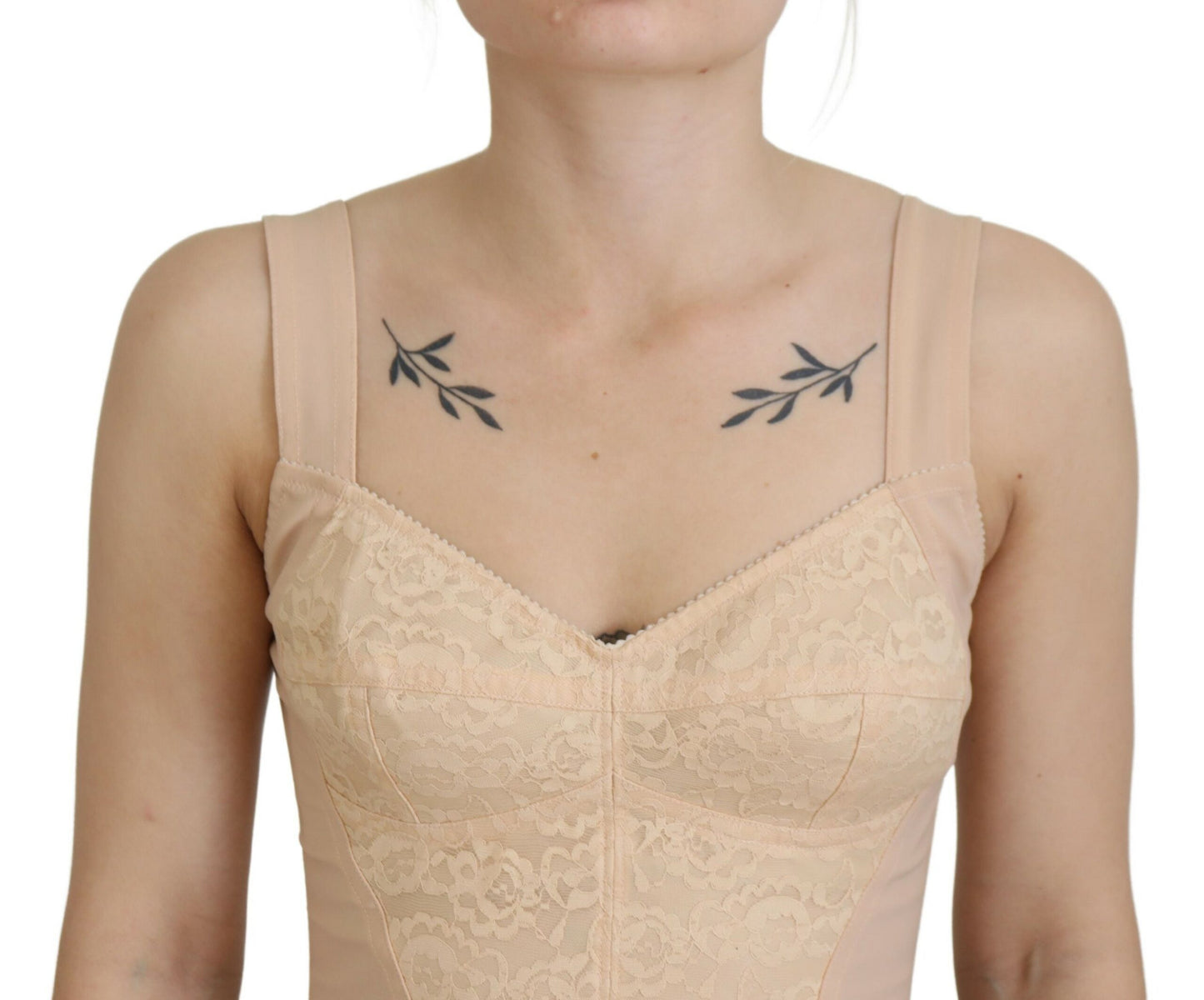 Top in reggiseno con corsetto bustier corto beige