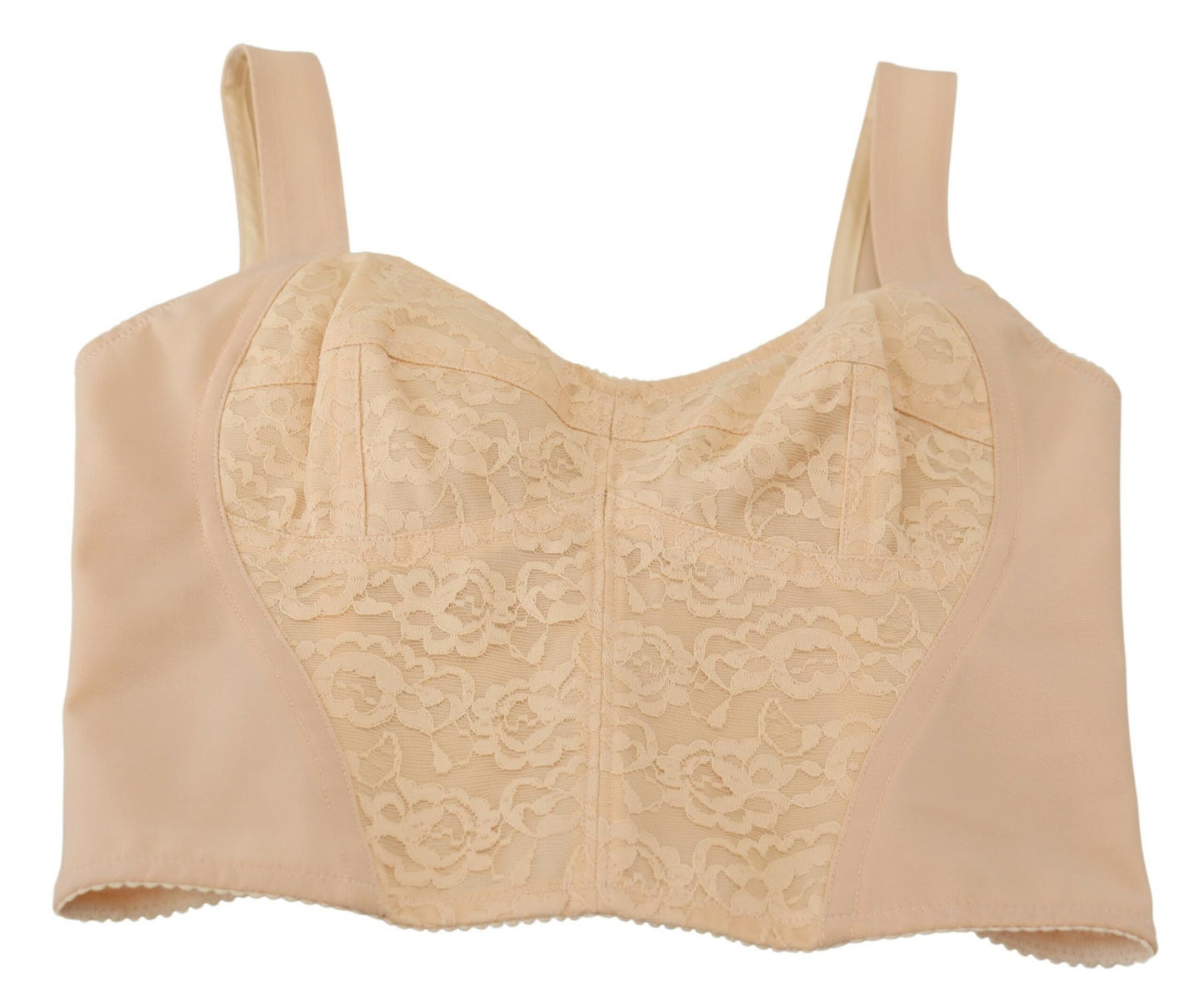 Top in reggiseno con corsetto bustier corto beige