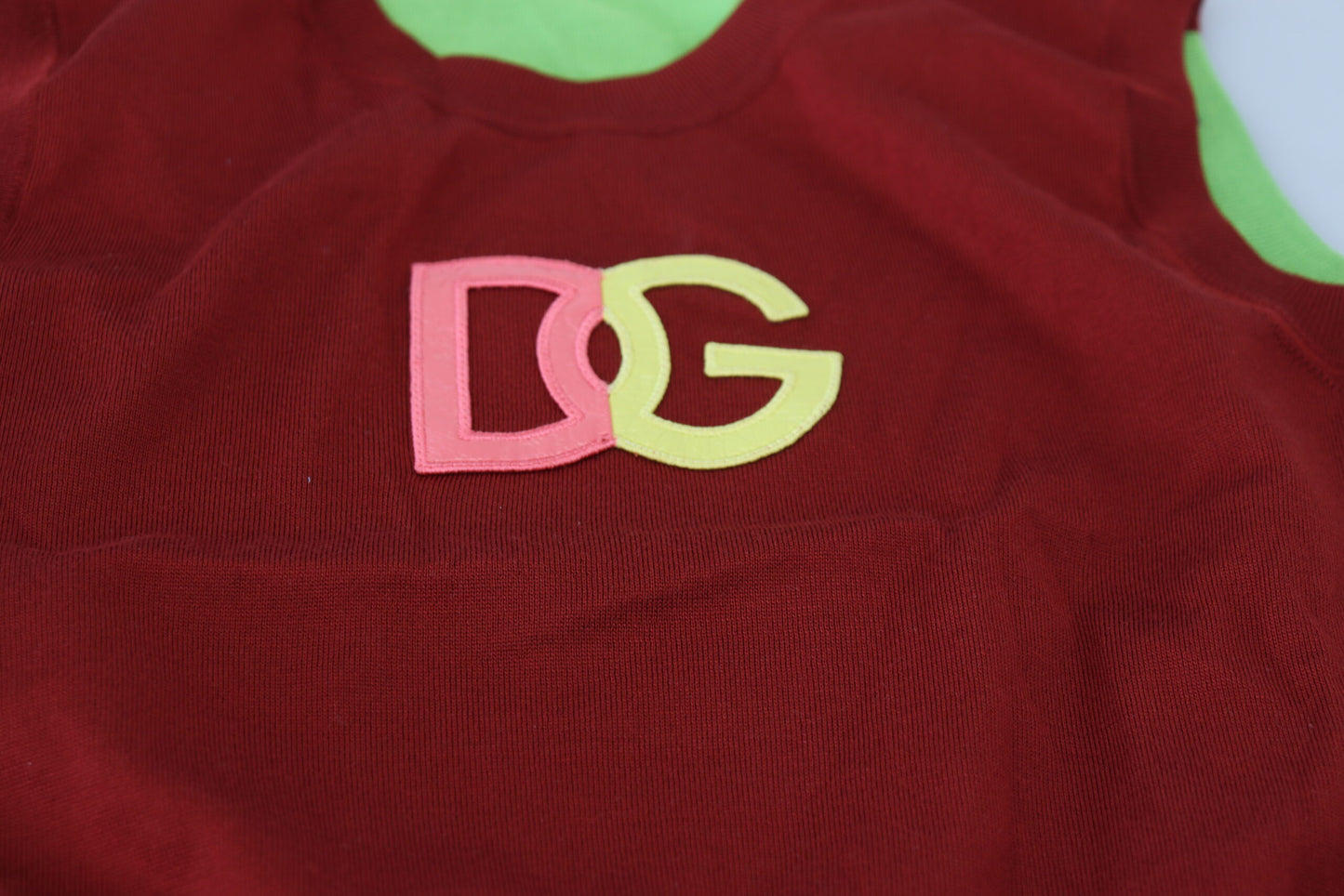 Top pullover senza maniche con logo DG rosso verde