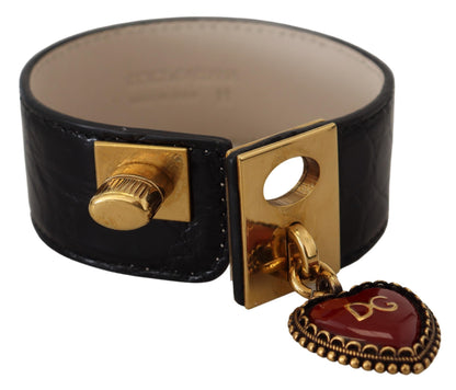 Elegantes schwarzes Lederarmband mit Golddetails