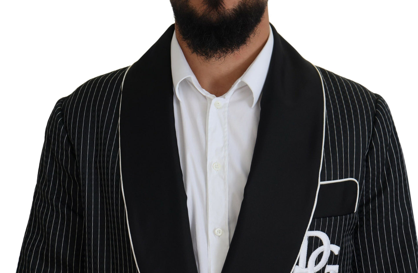 Blazer da uomo con giacca patch DG a righe nere