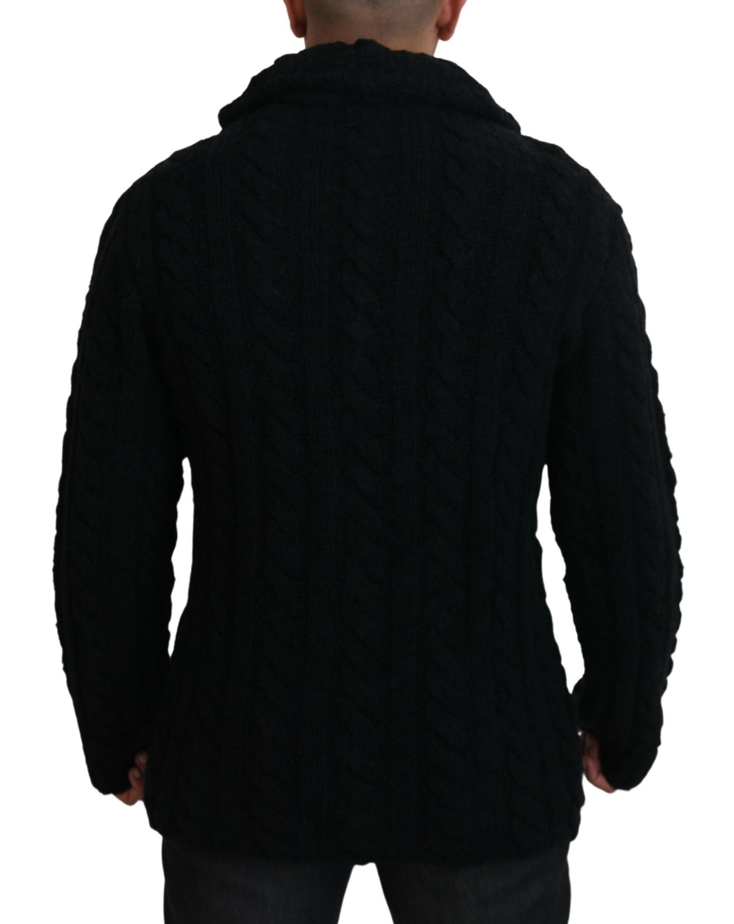 Maglione cardigan con bottoni lavorato a maglia di lana nera