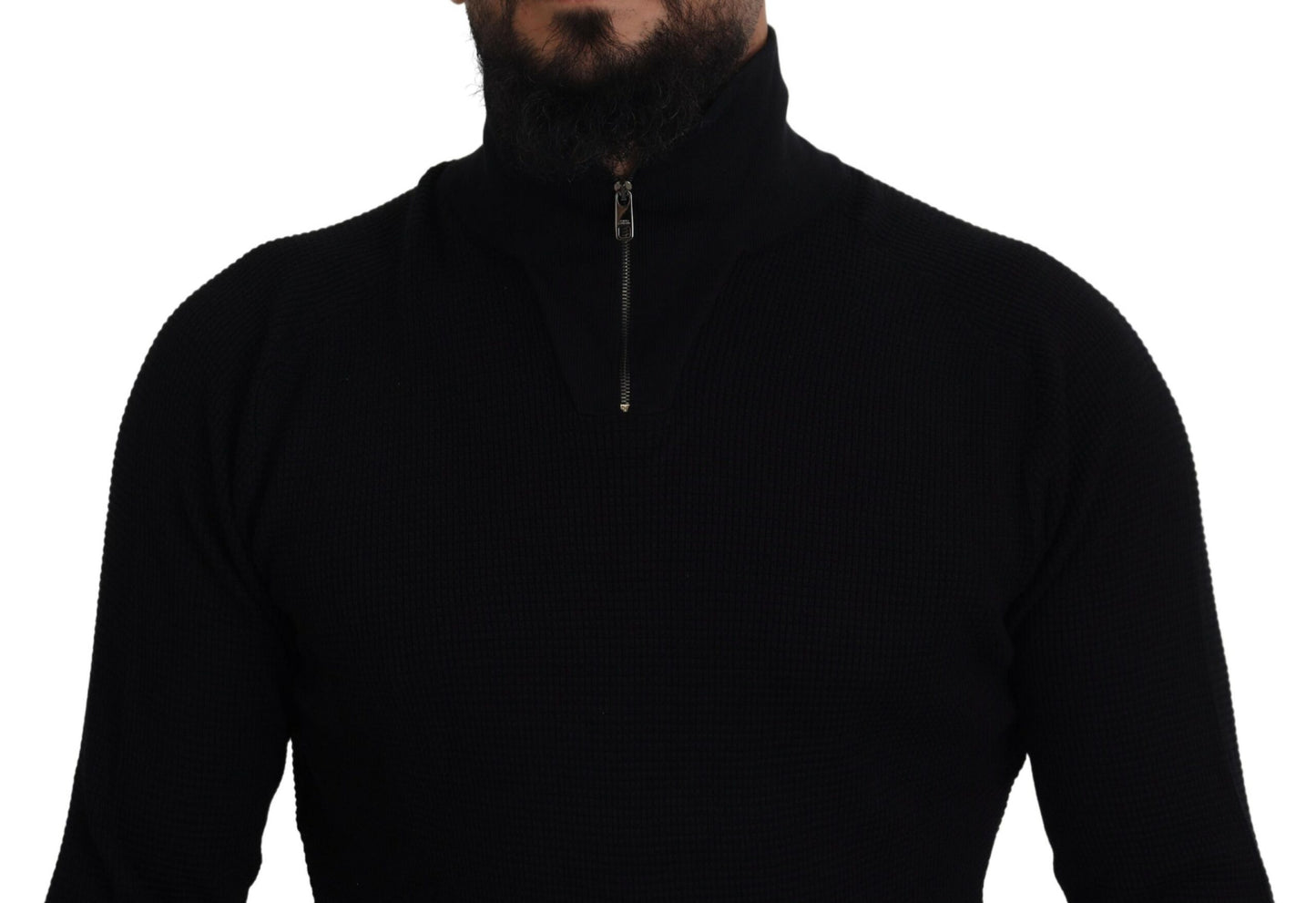 Maglione pullover con collo alto in seta nera