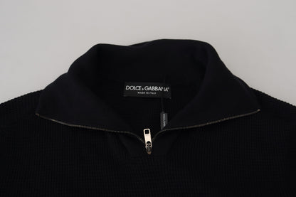 Maglione pullover con collo alto in seta nera