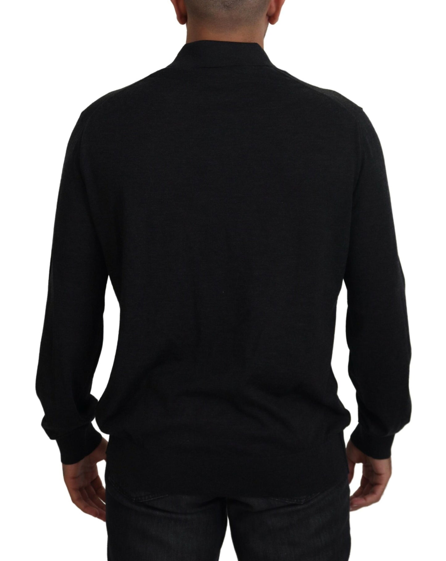 Maglione pullover con colletto in cashmere nero