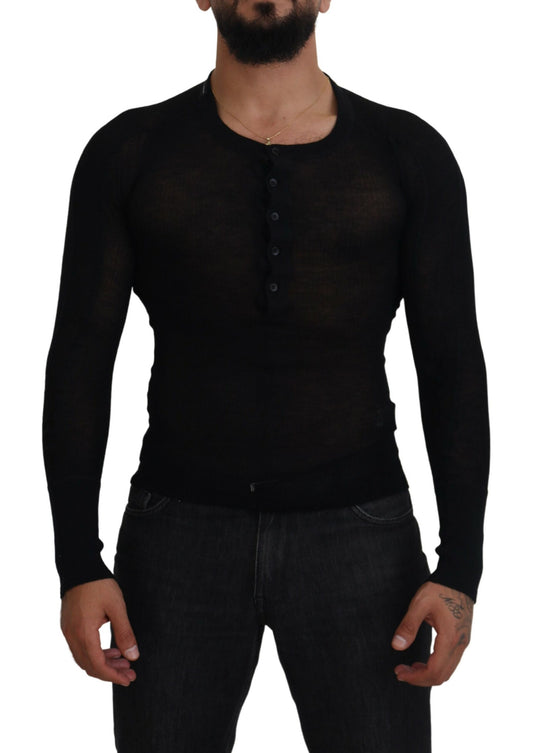 Maglione pullover con bottoni in cashmere nero