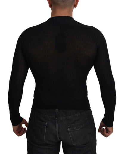 Maglione pullover con bottoni in cashmere nero