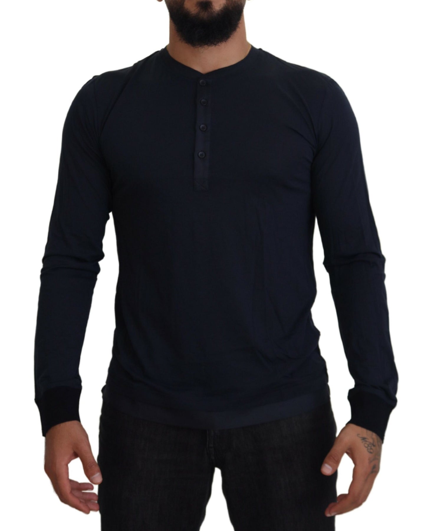 Eleganter blauer Pullover aus Baumwoll-Seidenmischung