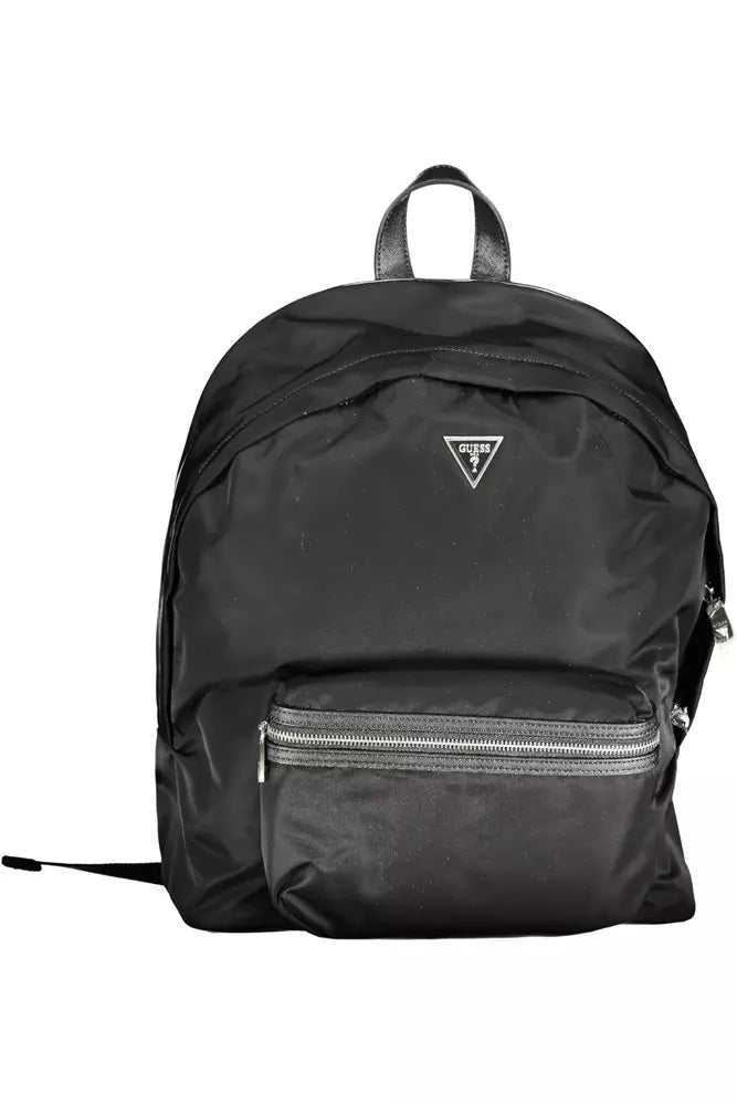 Schicker schwarzer Nylon-Rucksack mit Laptopfach