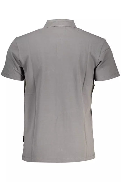 Napapijri Gray Cotton Men Polo Shirt