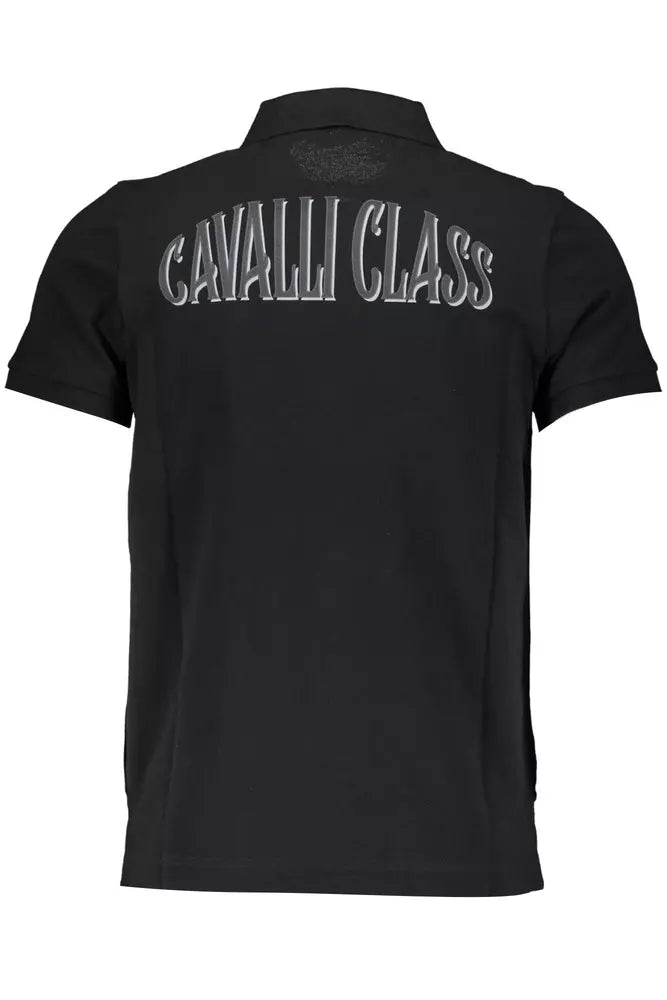 Cavalli Class Black Cotton Men Polo Shirt