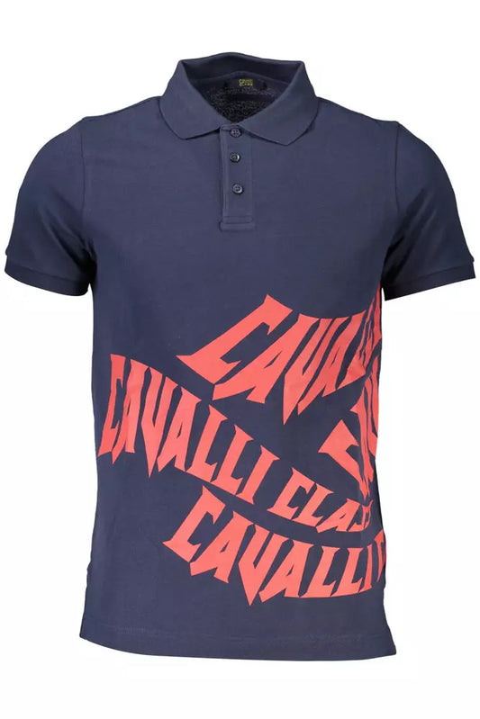 Cavalli Class Blue Cotton Men Polo Shirt