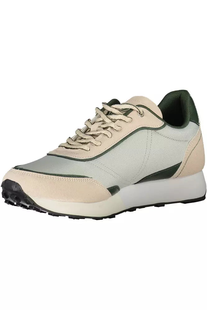 Beige Sneakers aus ECO-Leder mit kontrastierenden Details