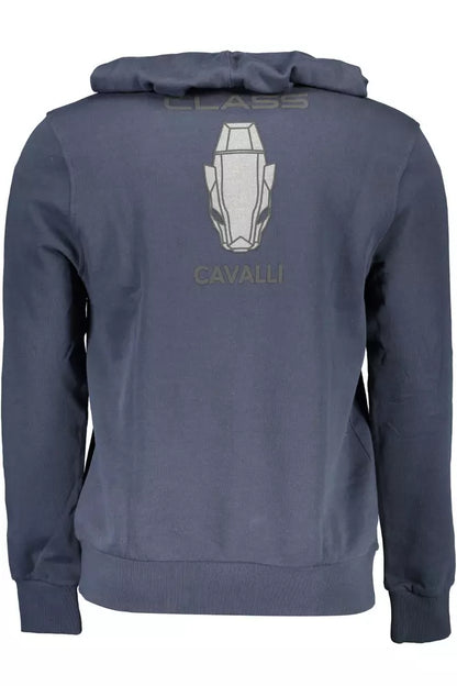 Blaues Kapuzensweatshirt aus Baumwolle mit Logo-Print