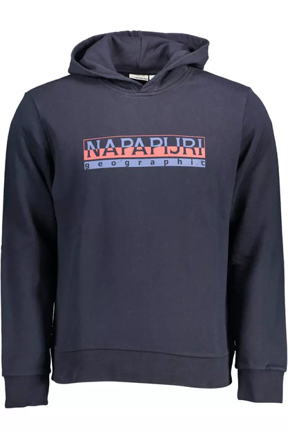 Schickes blaues Kapuzensweatshirt aus Baumwolle mit Logo-Print