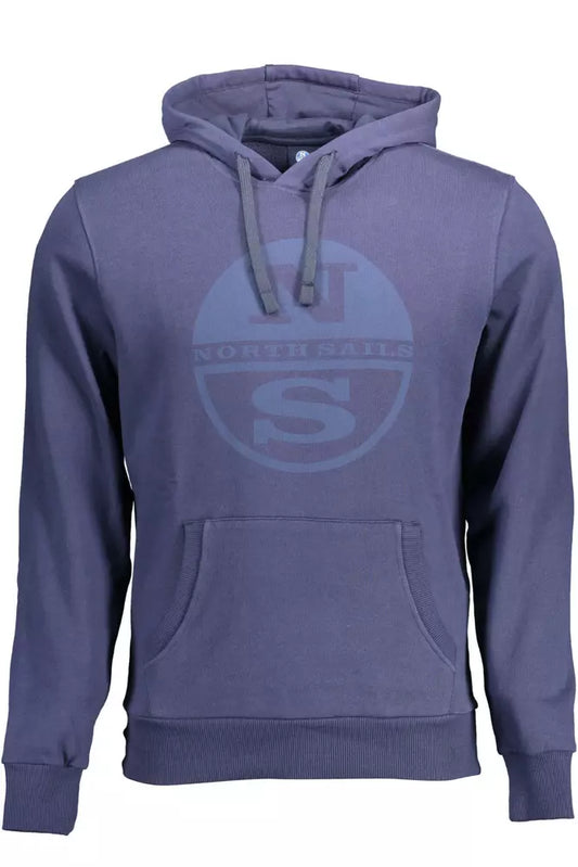 Blaues Kapuzensweatshirt aus Baumwolle mit Logo-Print