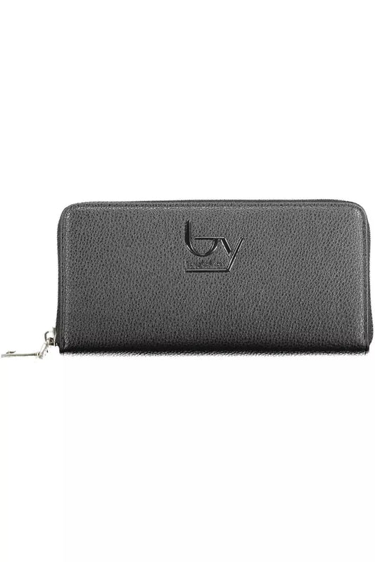 Elegant Black Polyethylene Wallet with Zip Closure