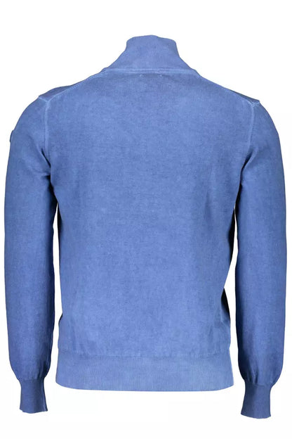 Eleganter Langarmpullover mit halbem Reißverschluss in Blau