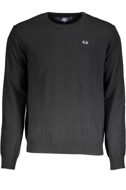 La Martina Black Wool Men Sweater