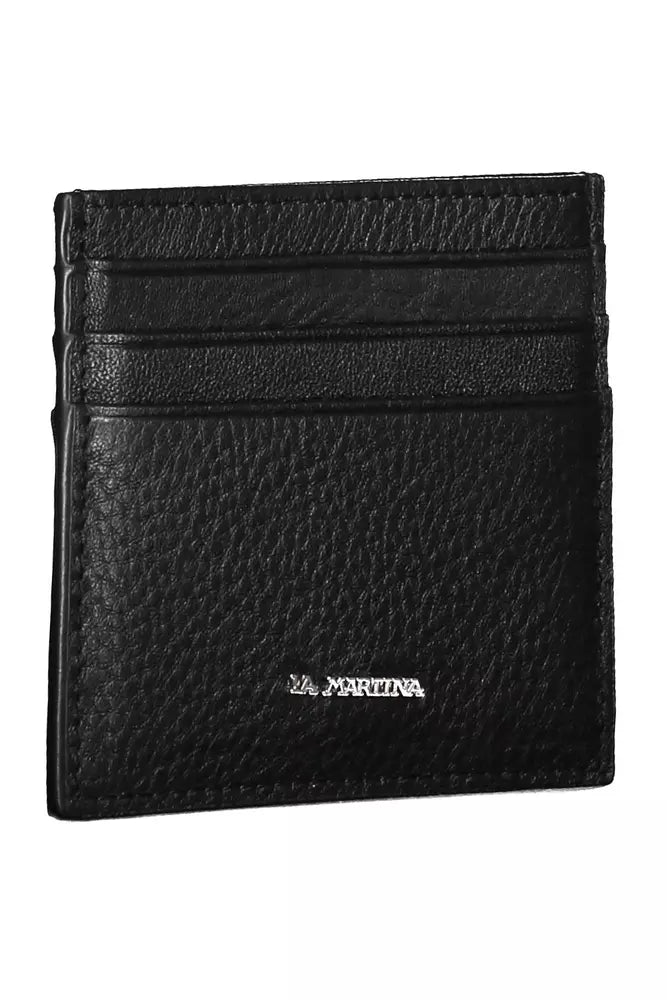 La Martina Black Leather Men Wallet