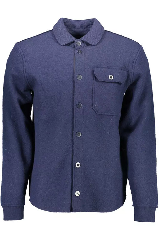 Camicia in lana blu