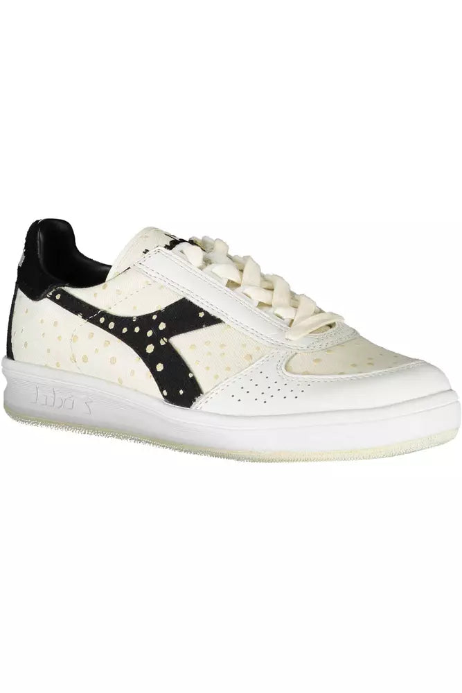 Elegant White Lace-Up Sneakers with Logo Accent