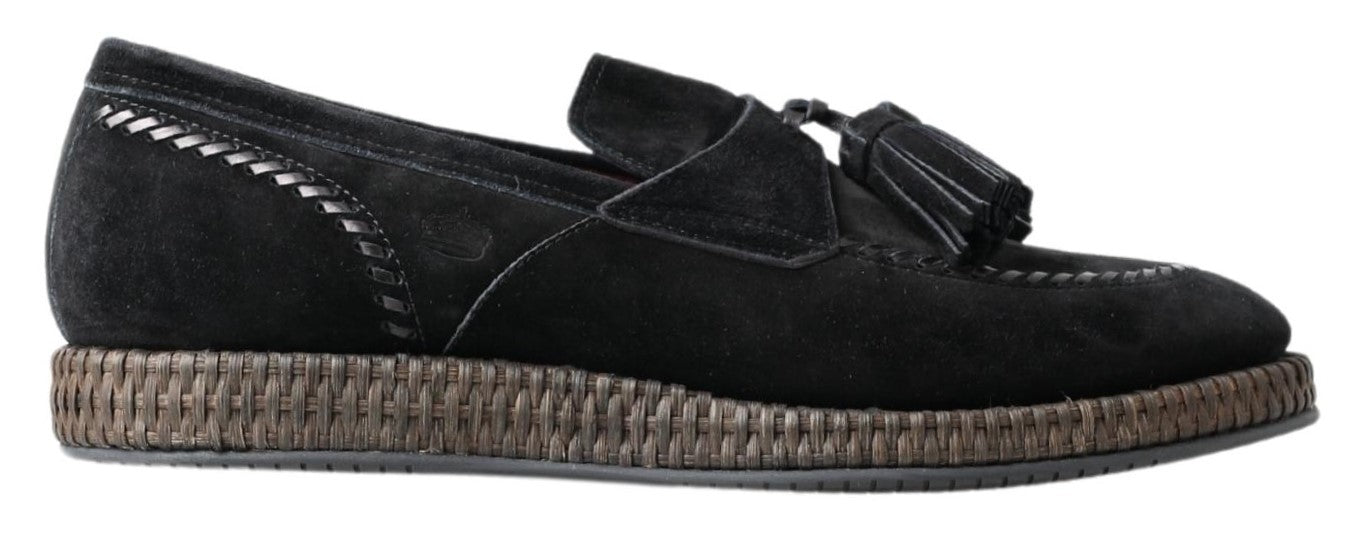 Elegante Espadrilles-Sneakers aus schwarzem Wildleder