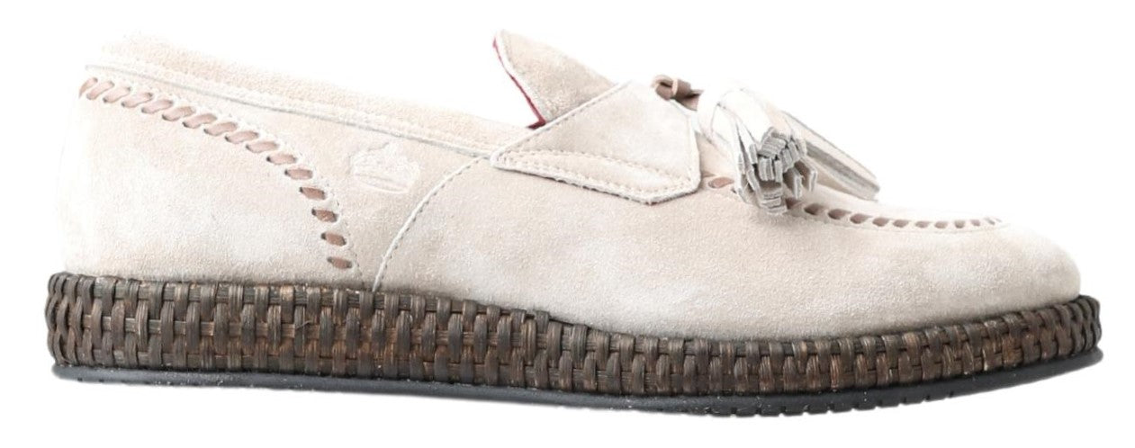 Elegante Espadrilles aus elfenbeinfarbenem Leder