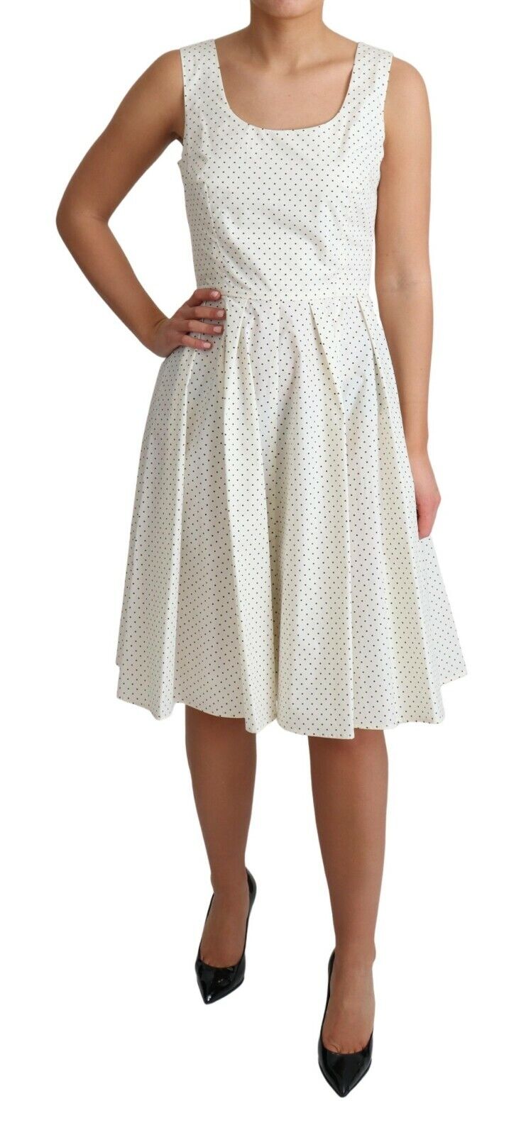 Dolce & Gabbana Elegant Sleeveless A-Line Polka Dotted Dress