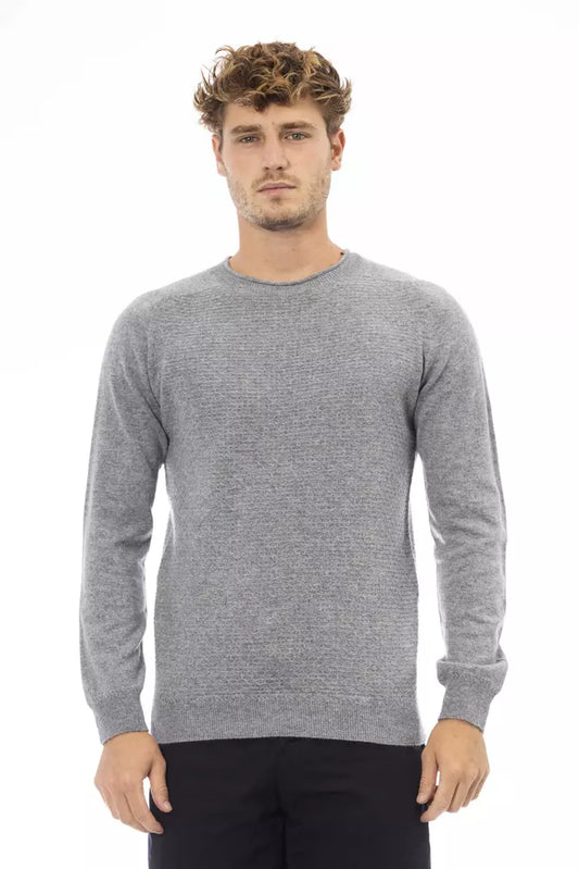 Alpha Studio Gray Viscose Men Sweater