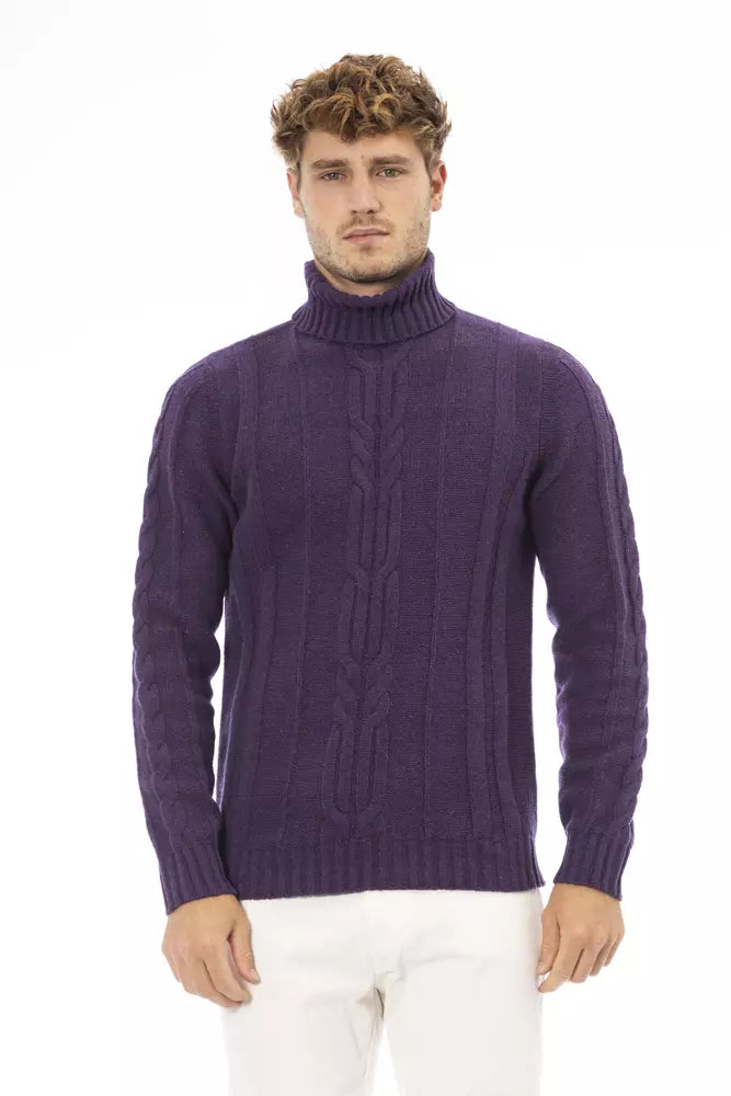 Eleganter lila Rollkragenpullover für Herren