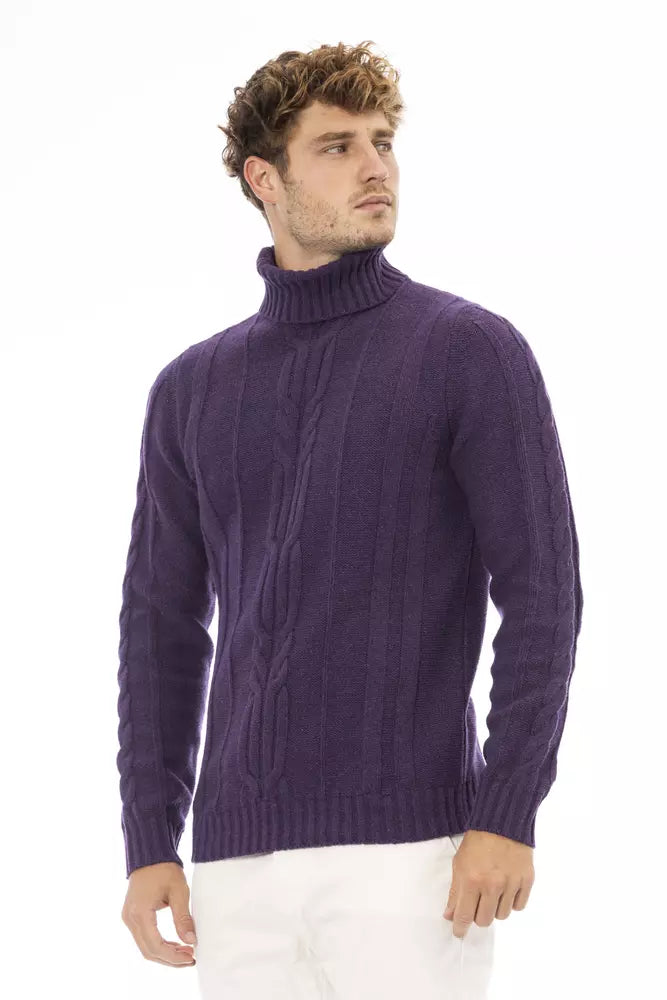 Eleganter lila Rollkragenpullover für Herren