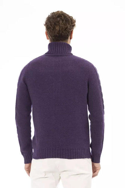 Eleganter lila Rollkragenpullover für Herren