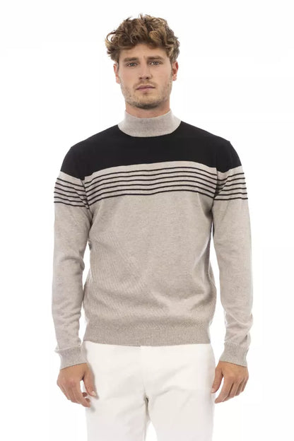 Beiger Luxus-Pullover mit Rollkragen