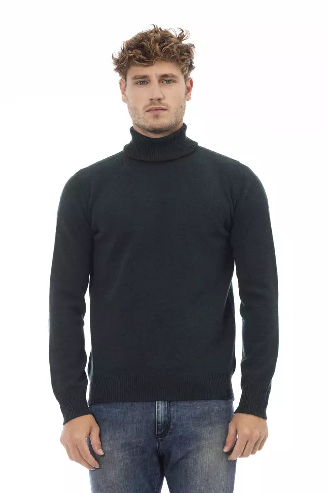 Eleganter Rollkragenpullover aus Wolle in sattem Grün