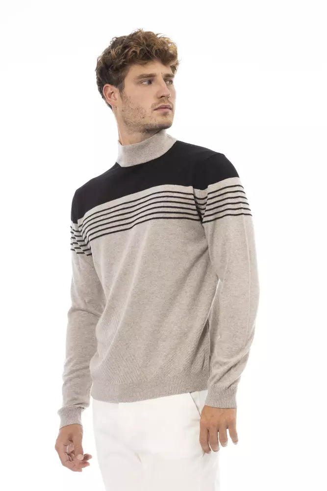 Beiger Luxus-Pullover mit Rollkragen