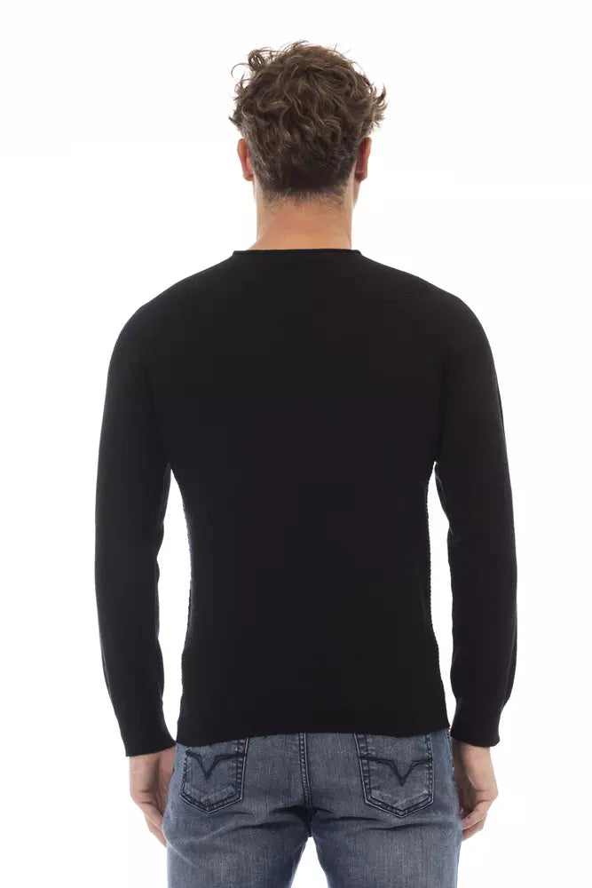 Alpha Studio Black Viscose Men Sweater