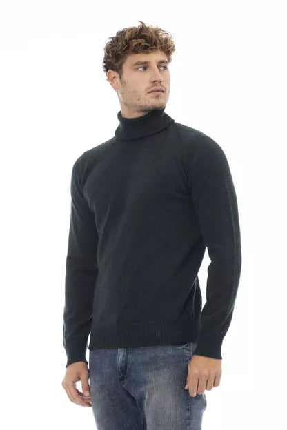 Eleganter Rollkragenpullover aus Wolle in sattem Grün