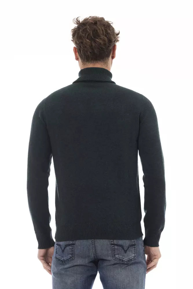 Eleganter Rollkragenpullover aus Wolle in sattem Grün