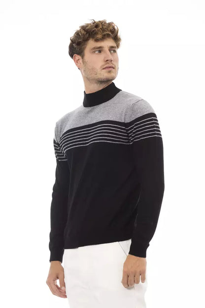 Alpha Studio Black Viscose Men Sweater