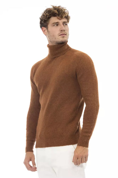 Maglione in pelle di alpaca marrone