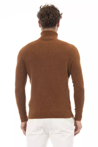 Maglione in pelle di alpaca marrone