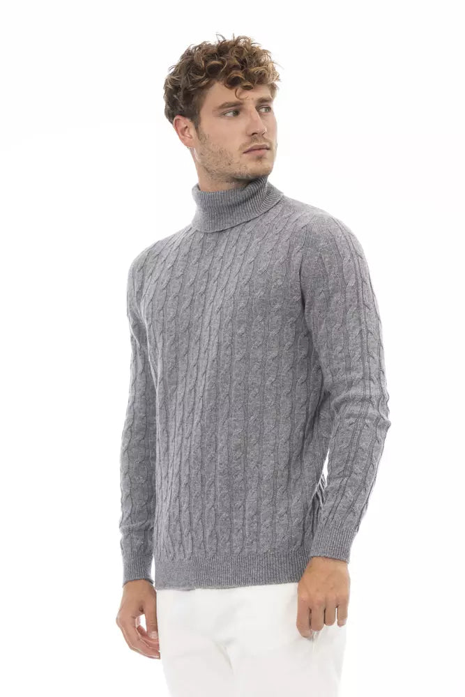 Alpha Studio Gray Viscose Men Sweater