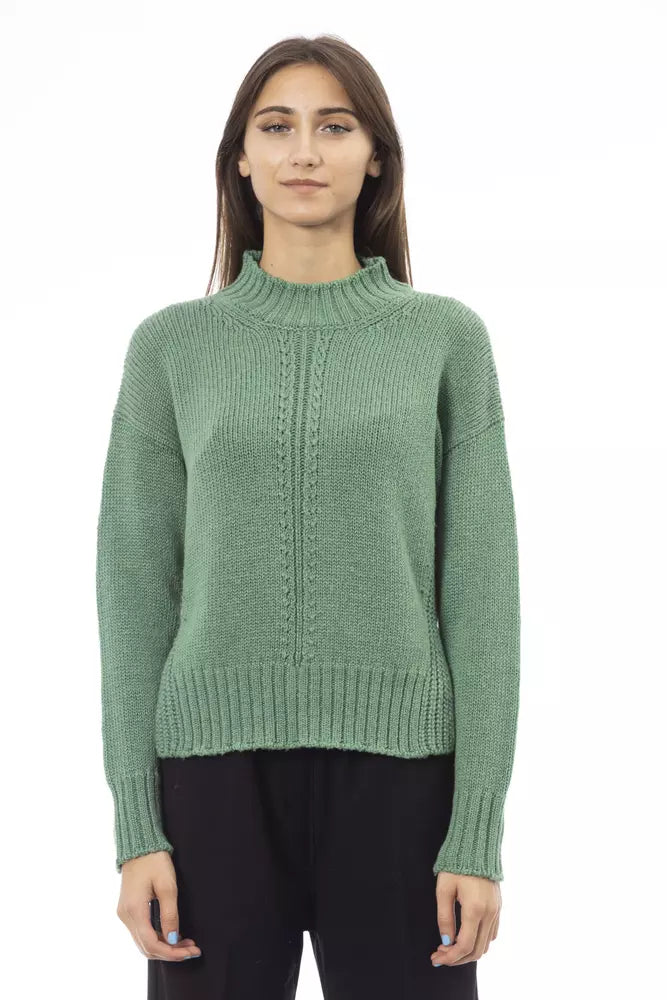 Eleganter grüner Rollkragenpullover aus Wollmischung