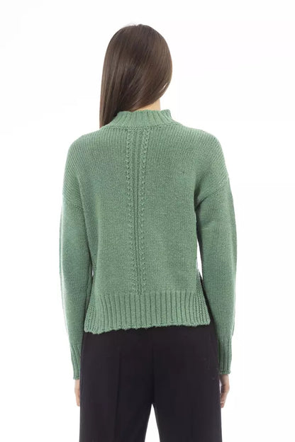 Eleganter grüner Rollkragenpullover aus Wollmischung